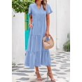 thumbnail image 3 of Vestido de verano KIRUNDO 2025, cuello en V, plisado, suelto y fluido, maxi, 3 of 9