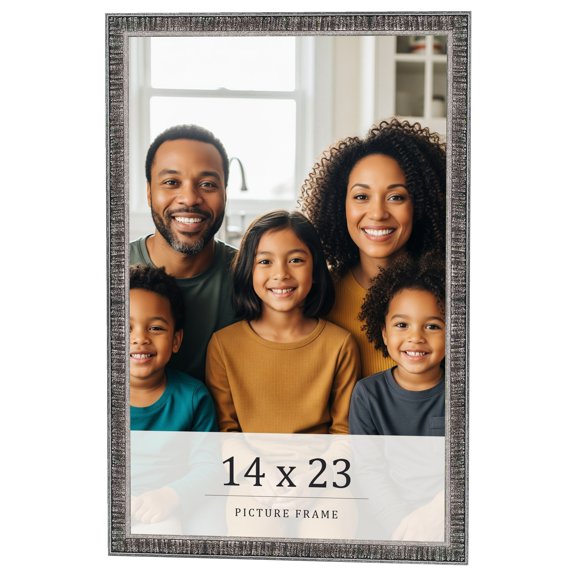 14x23 Frame Silver Grey Distressed Solid Wood Picture Frame | 0.75 Inch Moulding Width | Interior
