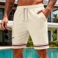 thumbnail image 3 of Bermuda Shorts for Men Summer Casual Waffle Knit Elastic Waist Straight Leg Slim Fit Beach Shorts with Pockets, 3 of 9