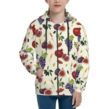 

Hoodies for Women Cute Grape Pomegranate Long Sleeve Sweatshirt Drawstring Zip Up Hoodie with Pockets Teen Girl Clothes