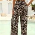 thumbnail image 6 of Women's Leopard Print Palazzo Pants - Elastic Waist Wide Leg Casual Trousers with Drawstring | Yubnlvae (Gold | L), 6 of 8