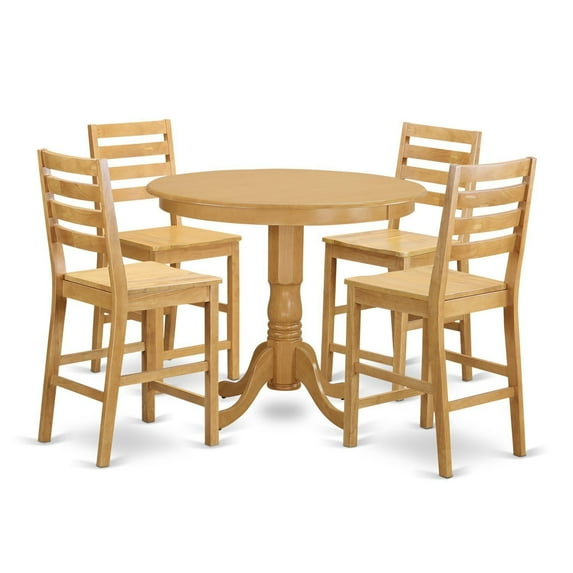 TRCF5-OAK-W 5 Pc counter height Dining set - Table and 4 counter height Chairs.