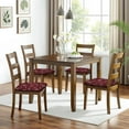 thumbnail image 6 of Red and Black Christmas Snowflake Seat Covers for Dining Room Chairs Set Of 4,Stretch Printed Washable Chair Seat Cover with Elastic Ties and Button,Removable Waterproof Couch Cushion Covers, 6 of 6