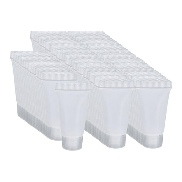 100 piezas de botellas vacías de tubos blandos de 5 ml de plástico para loción de manos, maquillaje, crema solar blanco mate