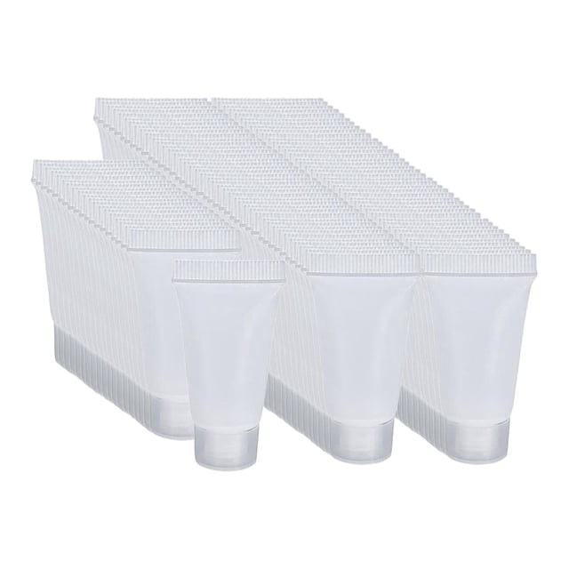 100 botellas vacías de tubos blandos de 5 ml, rellenables y portátiles para crema de maquillaje. blanco mate