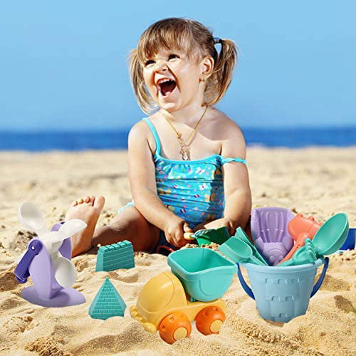Sand Molds Sandbox Vehicle Sand Shovel Tool Kits Eco-Friendly Sand Toys for Toddlers Kids Outdoor Play Bucket JOYIN 24 Pcs Beach Sand Toys Set with Mesh Bag Includes Sand Water Wheel