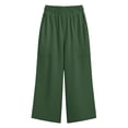 thumbnail image 7 of Soyumi Women's Culottes Linen Cropped Wide Leg Pants Elastic Waist Casual Palazzo Trousers with Pockets, Green, 7 of 7