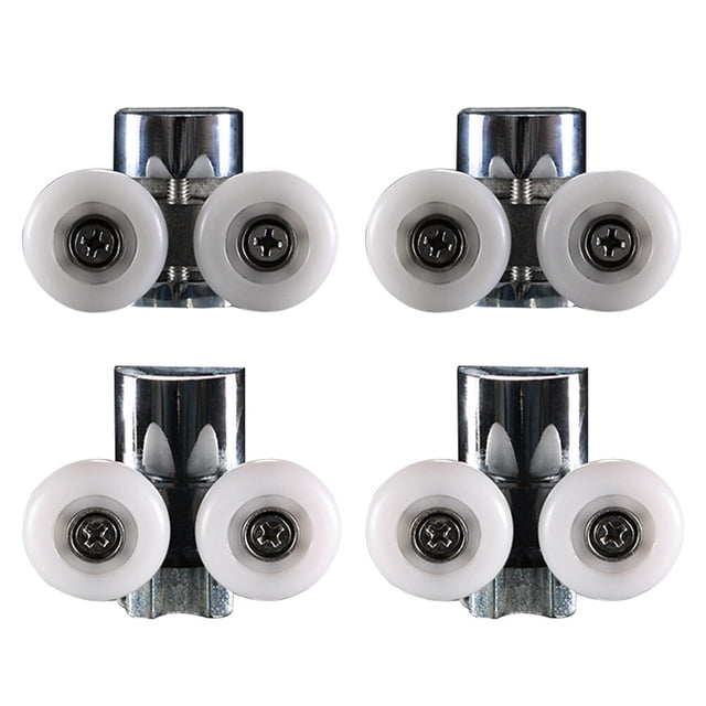 Juego de 4 ruedas giratorias de acero inoxidable tipo arco para puerta de baño, de vidrio