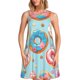 thumbnail image 1 of Easygdp Colorful Donut para Vestido Transpirable de Mujer, Vestido Suelto de Manga Corta con Pliegues y Bolsillos para el Verano, 1 of 7