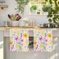 thumbnail image 4 of Boho Summer Floral Kitchen Towels Set of 1, Pink Yellow Wildflowers Leaves Rustic Absorbent Dish Towels for Kitchen, Microfiber Hand Towel, Quick Drying Tea Towel for Cleaning Decorative Dishcloths, 4 of 7