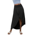 thumbnail image 6 of AZZAKVG Women'S Solid Color High Waist And Low Ruffles Two In One Quick Drying Casual Irregular Drape Mid Length Skirt, 6 of 8