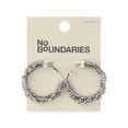 thumbnail image 2 of No Boundaries Silver-Tone Rhinestone Hoop Earrings, Women’s, 2 of 4