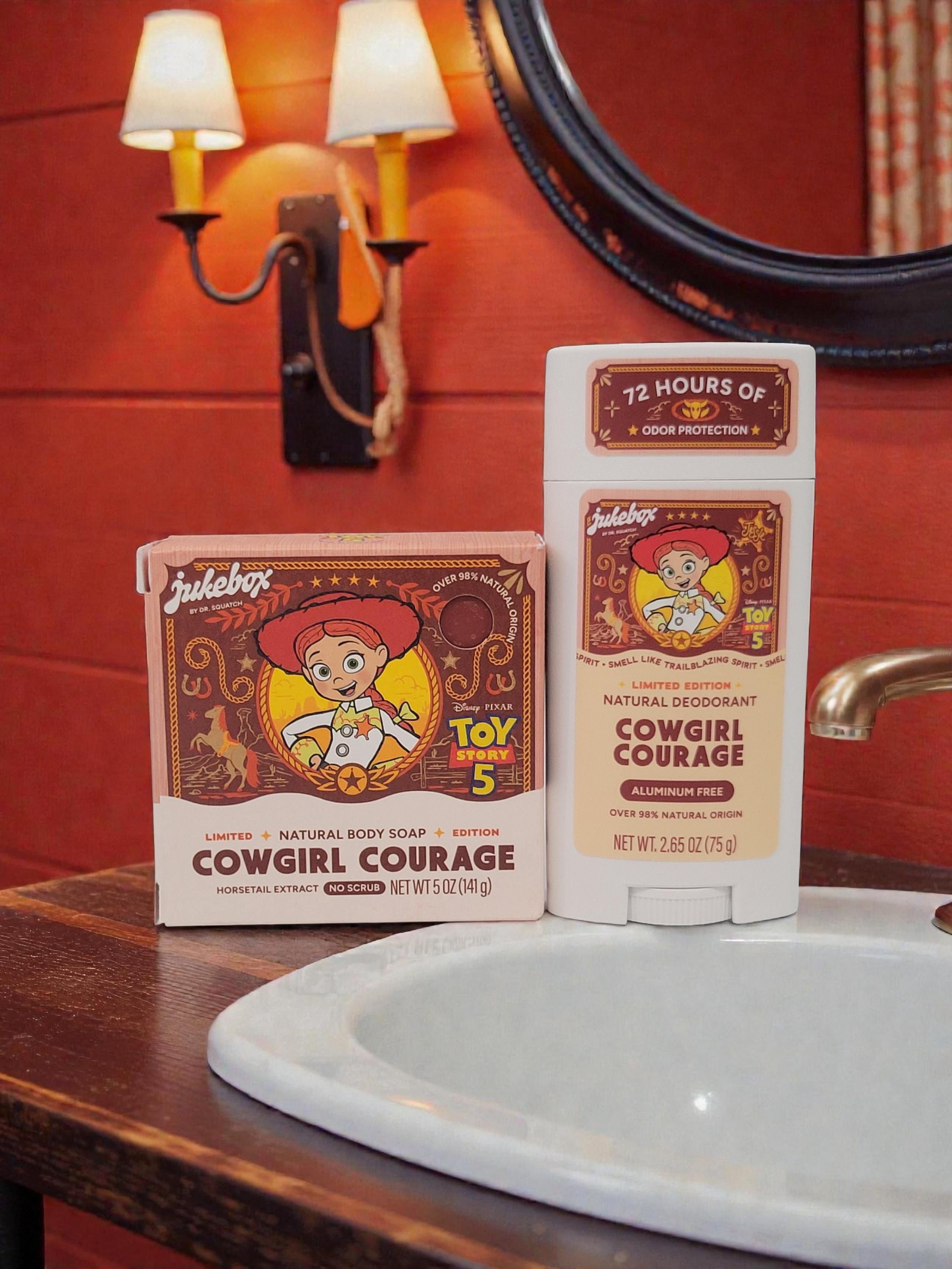Limited Edition Dr. Squatch Toy Story 5 Jesse Cowgirl Courage Bar Soap and Deodorant Set