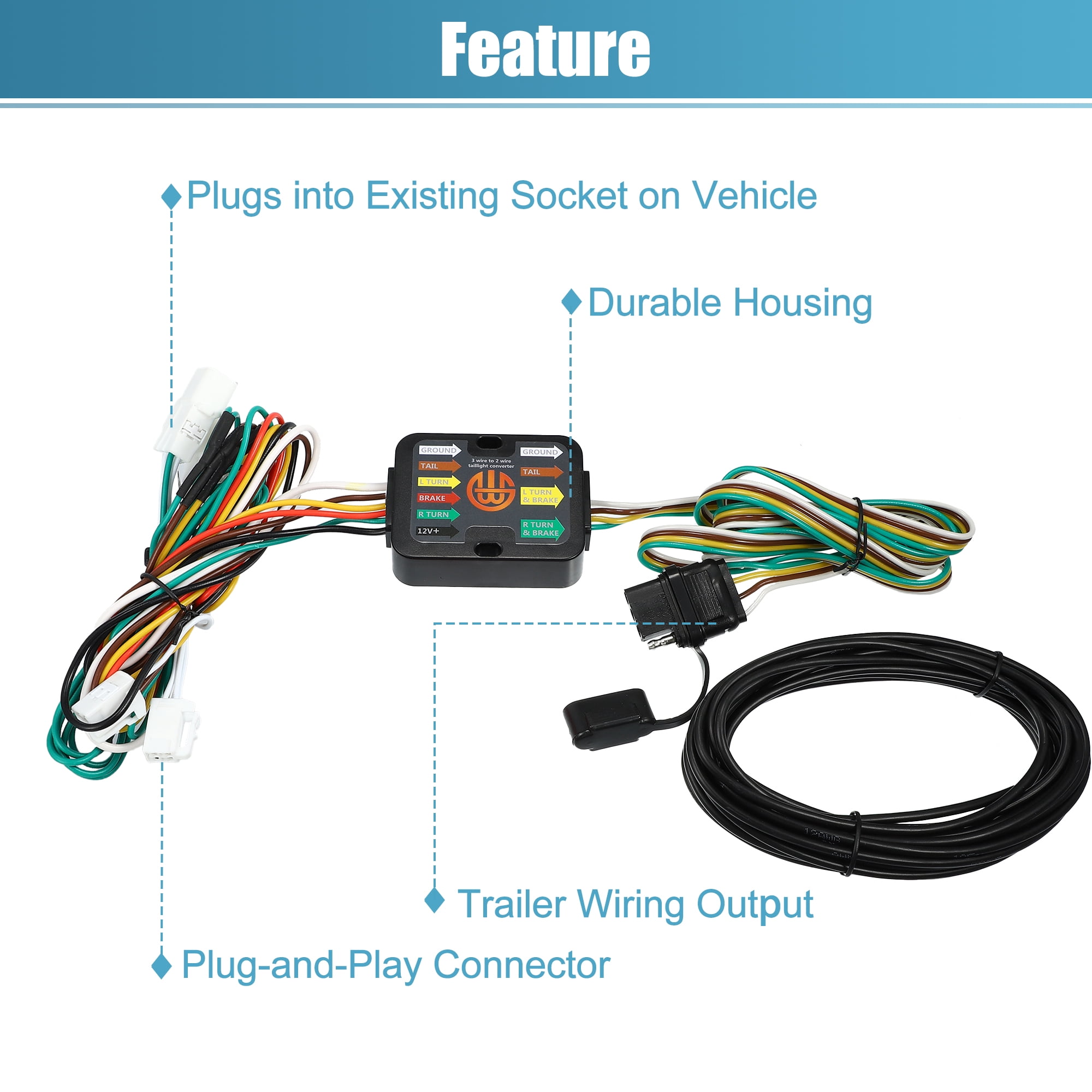Unique Bargains 1 Set 56434 Vehicle Side 4-Pin Trailer Wiring Harness for Toyota RAV4