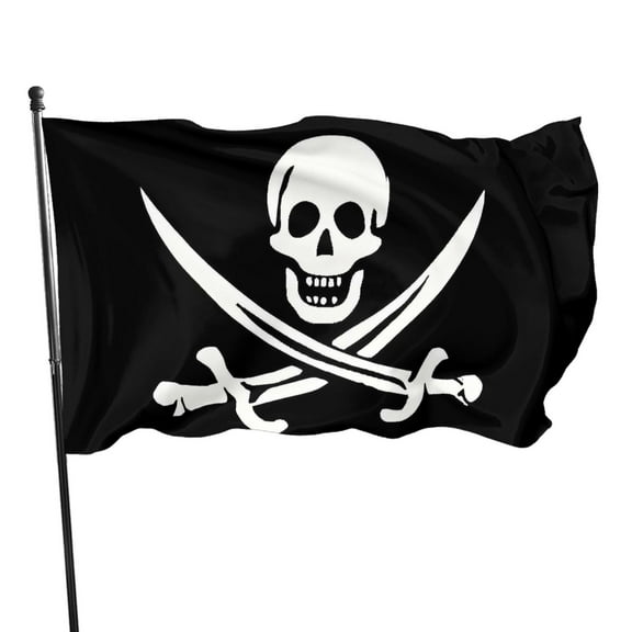 Pirate Flag for Outside 3x2 Ft Jolly-Roger Flag with Cross Knife Flags Outdoor Pirate Flags for Boat Polyester Material with 2 Metal Grommets Easy to Install and Disassemble