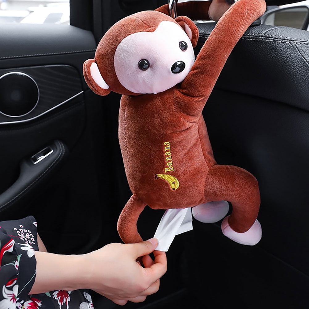 Creative Cartoon Monkey Tissue Box Home Office Car Hanging Paper Napkin Tissue Box Cover Holder for Kids Baby Car Toy Plush Doll Perfect Birthday Xmas Party Gift 