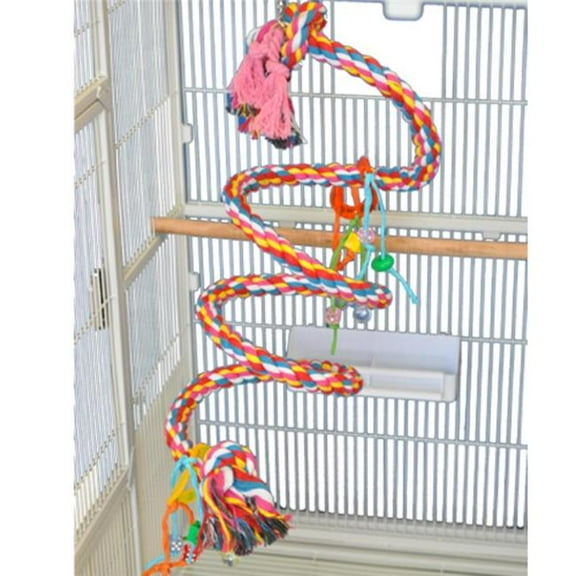 A&E Cage HB552F Fancy Medium Rainbow Cotton Rope Boing with Bell