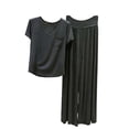 thumbnail image 2 of BRGZLK Women's Lounge Sets 2026 Fashion Casual V-Neck Short Sleeve T-shirt and Wide Leg Pants Lightweight Soft Comfortable Homewear Sets for Daily Dark Gray A XXL, 2 of 5