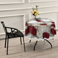thumbnail image 2 of YAZAOO Round Tablecloth Red and White Roses Rings Pattern Tableclothes, 2 of 8