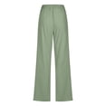 thumbnail image 5 of FRSASU Womens Casual Imitation Cotton Linen Pants Lightweight Summer Elastic Waist Plus Size Solid Lounge Long Trousers Army Green, 5 of 5
