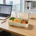 thumbnail image 6 of Interchangeable Bento Lunch Box with Removable 2- and 3-Compartment Inserts, 1100ml Capacity, Microwave-Safe Food-Grade Plastic, Includes Utensils Khaki, 6 of 6