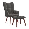 thumbnail image 2 of Relaxing Chair with Stool Dark Gray, Modern Armchair for Living Room - Padded Foam Upholstered Accent Chair with Wooden Legs, Comfortable Reading Chair, 2 of 9