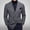 Dark Grey, variant on Men's Houndstooth Plaid Tweed Double Breasted Blazer Notched Lapel Long Sleeve Jacket with Decorative Flap Pocket