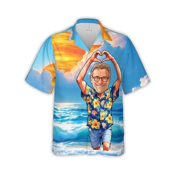 HOMYGIFTS Custom Face Grandparents Hawaiian Shirt – Personalized Tropical Couple Design