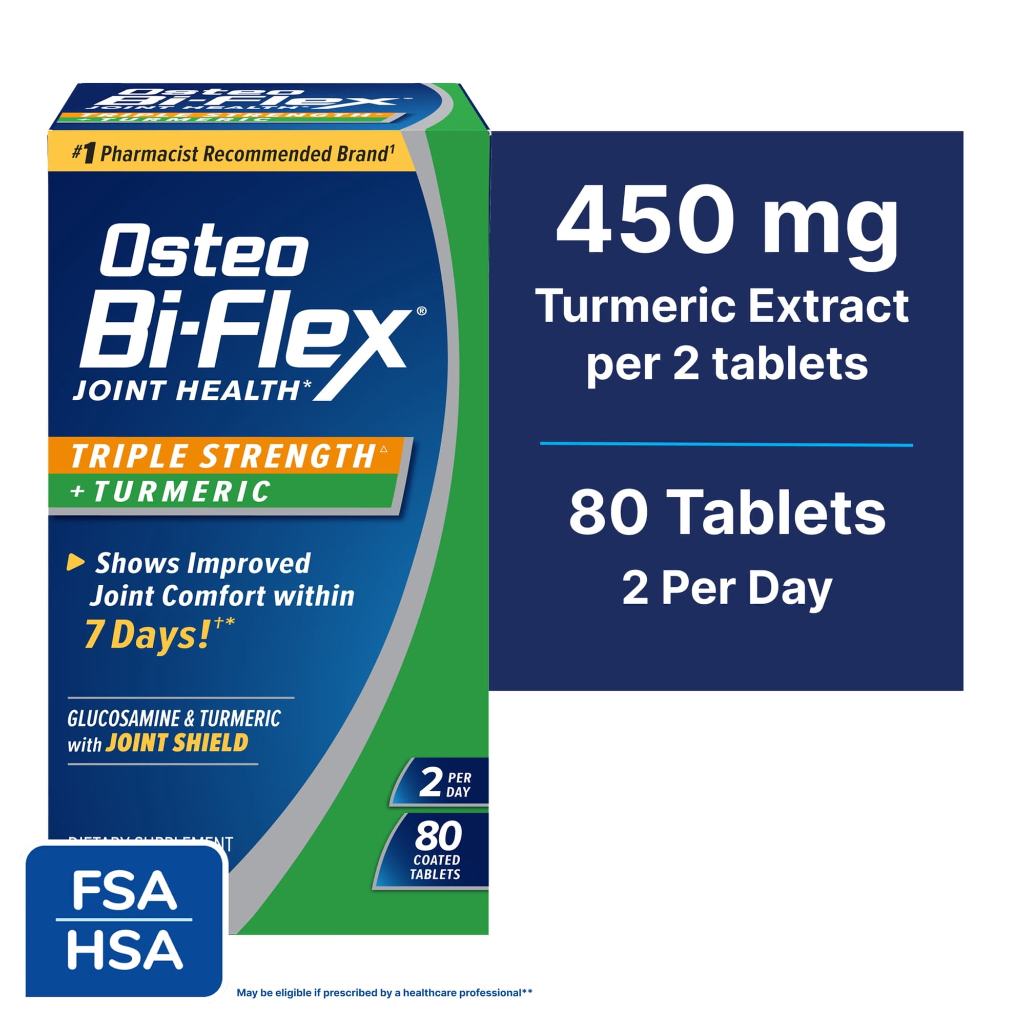 Osteo Bi-Flex Joint Health Dietary Supplement with Glucosamine Chondroitin MSM and Turmeric, 80 Count