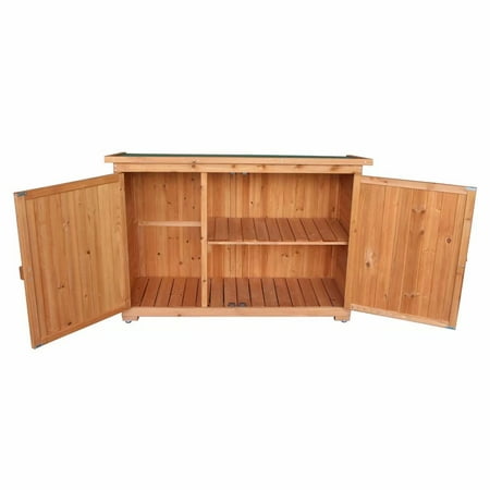 Akoyovwerve Wood Garden Sheds and Outdoor Storage Double Doors Patio Yard Shed Lockers Outdoor Storage Cabinet