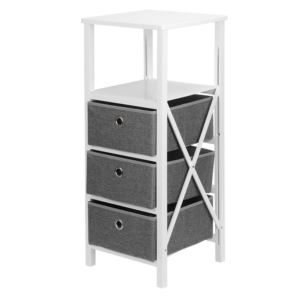 SortWise 3 Drawer Nightstand,Durable MDF Storage Organizer Tower Rack