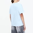 thumbnail image 3 of Camisetas de Cuello en V de Algodón de Mujer de Manga Corta de Ajuste Suelto, Camisa de Cuello Redondo de Color Sólido de Moda, 3 of 6