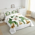 thumbnail image 3 of Feelyou White Rustic Floral Full Size Comforter Sets, Gold Christmas Bell Bedding Comforter Set, Vintage Festival Reversible Bedding Sets, Breathable Home Decor,3 Pieces, 3 of 8