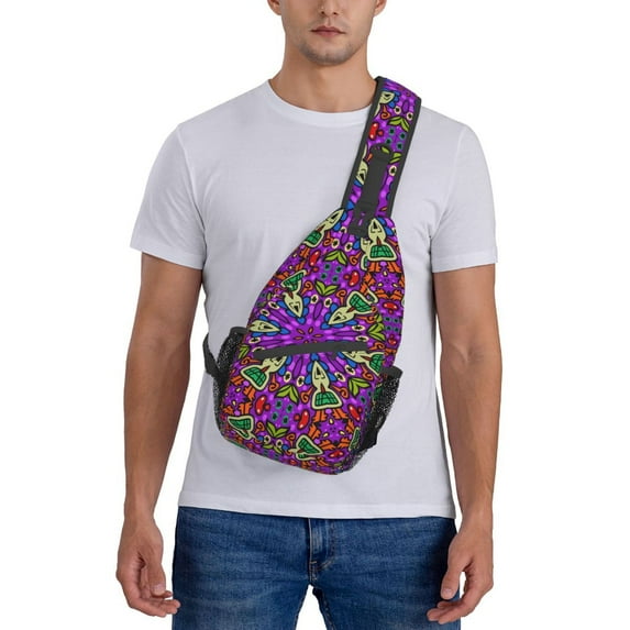 ZICANCN Crossbody Sling Bags for Women Men,Cartoon Modern Purple Doodle Casual Shoulder Backpacks for Travel Sport Climbing Runners Daypack