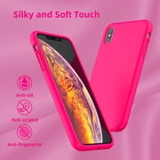 Compatible with iPhone Xs Max Case, Drop Protection Liquid Silicone Gel Rubber Full Body Bumper Cover with Soft Microfiber Shockproof Phone Case for iPhone Xs Max 6.5, Hot Pink