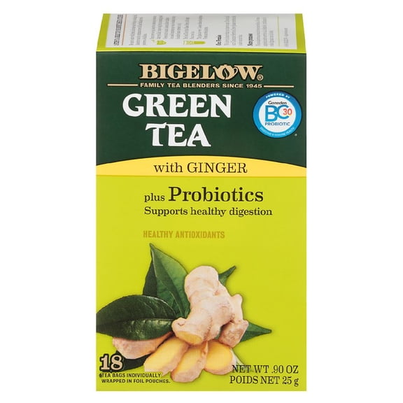 Bigelow Green Tea with Ginger Plus Probiotics 18.0ea Pack of 2
