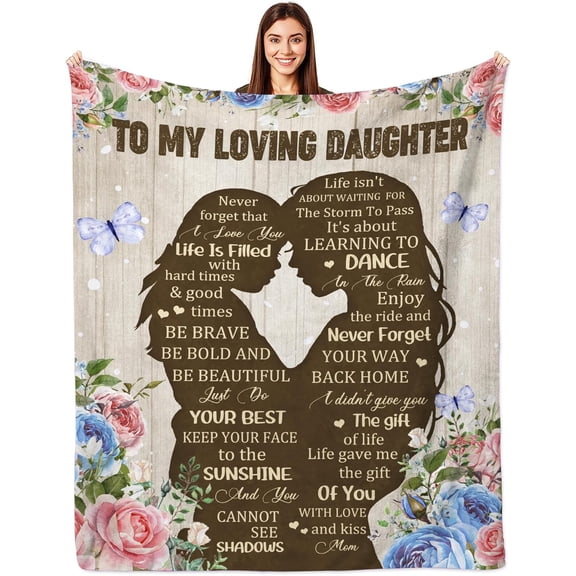 Daughter Blanket from Mom, Birthday Blankets Gifts for Daughter, Daughter Gifts from Mom, Daughter Flannel Blanket Christmas, Holiday, Thanksgiving Gifts