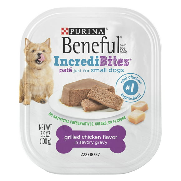 Purina Beneful IncrediBites Pate Wet Dog Food for Small Dogs, Natural Soft Grilled Chicken Flavor Variety Pack, 3.5 oz Tub