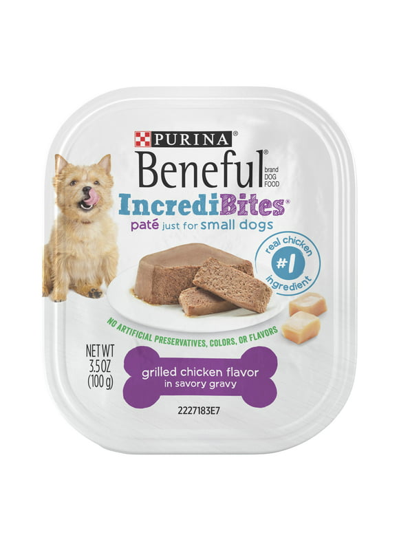 Purina Beneful IncrediBites Pate Wet Dog Food for Small Dogs, Natural Soft Grilled Chicken Flavor Variety Pack, 3.5 oz Tub