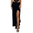 thumbnail image 1 of Lucakuins - Faldas midi de verano para mujer, estilo bohemio, cintura baja, dobladillo alto y bajo, faldas largas con volantes Lucakuins  moda, 1 of 9