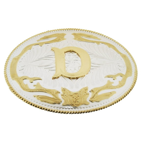 Big Initial Letter Alphabet D Belt Buckle Western Cowboy Rodeo Gold Silver Metal