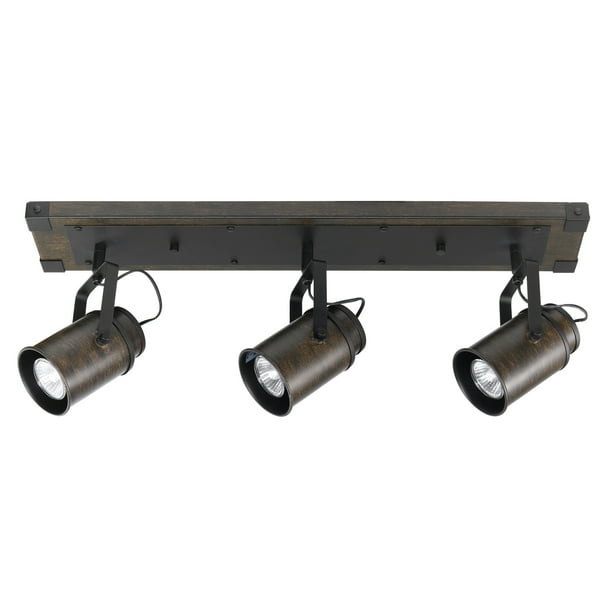 Globe Electric Williamsburg 3Light Dark Wood Finish Track Lighting