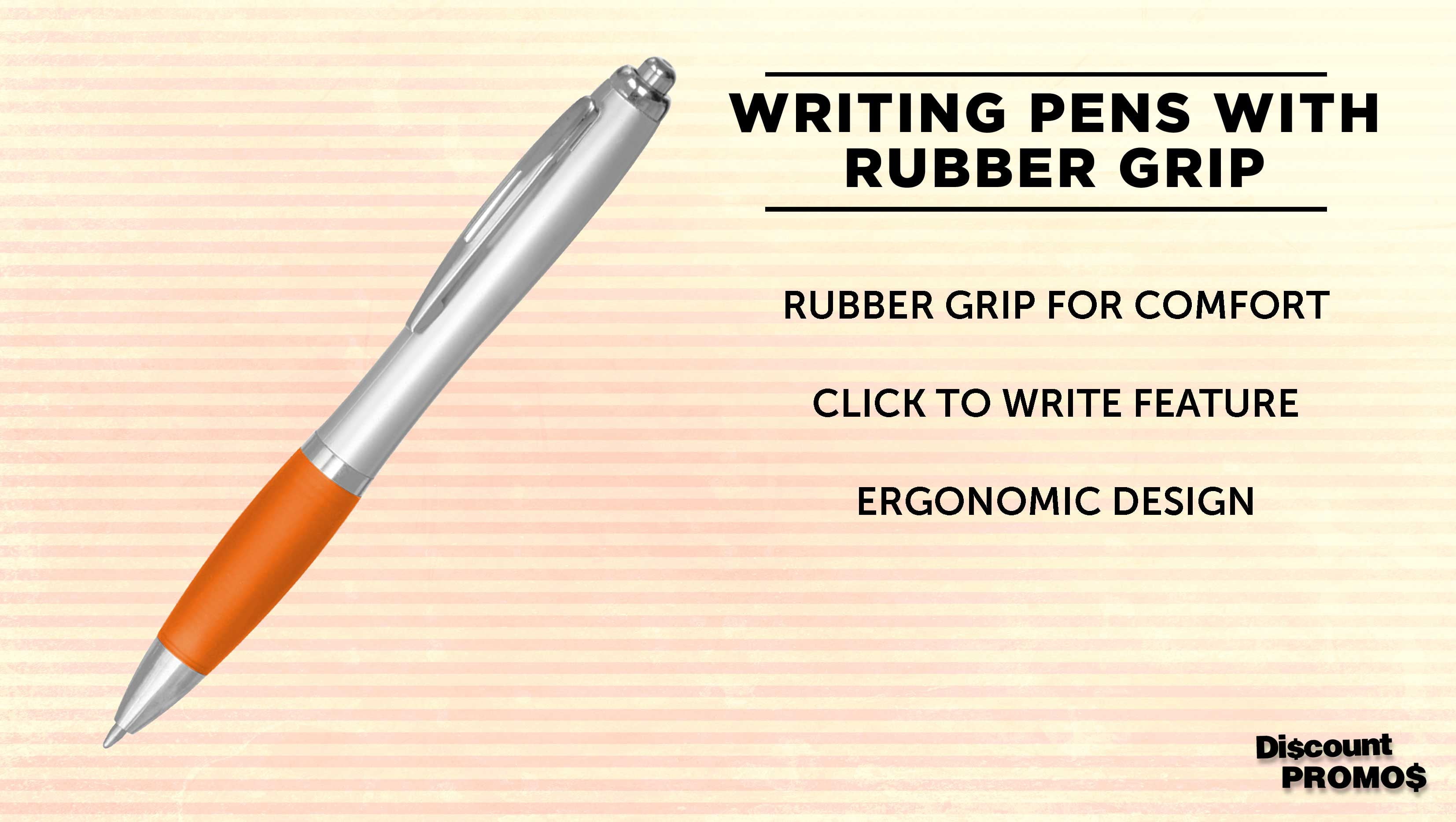Ballpoint Pens With Rubber Grip, 10 pack, Black Ink Writing Pens in Bulk, Orange