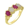 thumbnail image 1 of LBG British Made 10k Yellow Gold Natural Ruby & Opal Womens Eternity Ring - 33 size options - Size 6, 1 of 8