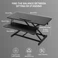 thumbnail image 6 of Height Adjustable Standing Desk Converter, 38” Wide, Stand Up Desk Riser for 2 Monitors, Manual Spring Desktop Raises to 16.9", Fits Two Monitor Screens with Keyboard Tray in Black, 6 of 10