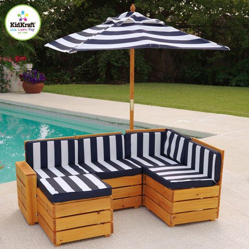 KidKraft Kids Outdoor 5 Piece Sectional Seating Group with Cushions