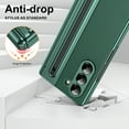 thumbnail image 6 of ELEHOLD Case for Samsung Galaxy Z Fold 6, Shockproof Luxury Leather Hinge Protection Case Built in Screen Protector & S Pen Holder & Stylus,Green, 6 of 12