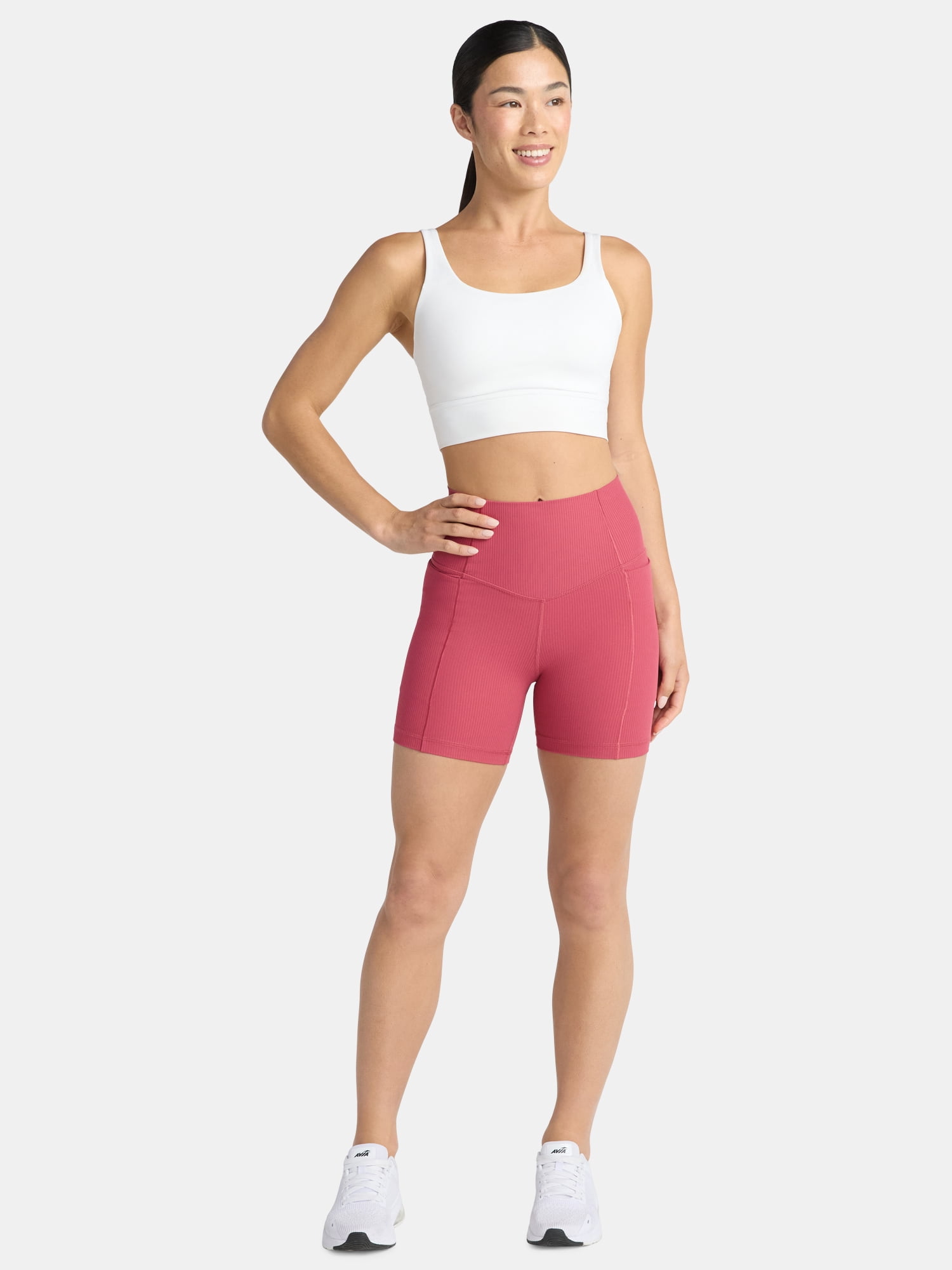 Avia Women's and Women's Plus Ribbed SoftSculpt Bike Shorts, Sizes XS-4X