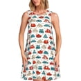 thumbnail image 1 of Easygdp Artoon Car para Vestido Transpirable de Mujer, Vestido Suelto de Manga Corta con Pliegues y Bolsillos para el Verano, 1 of 7