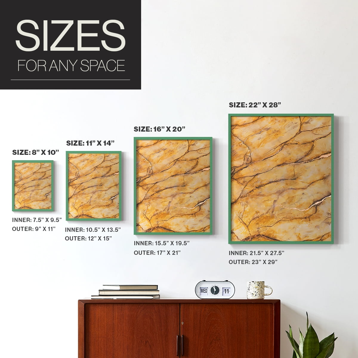 Yellow Marble II Framed Print - Solid Wood in Single Picture Frame Solid Wood 2 Framed Print